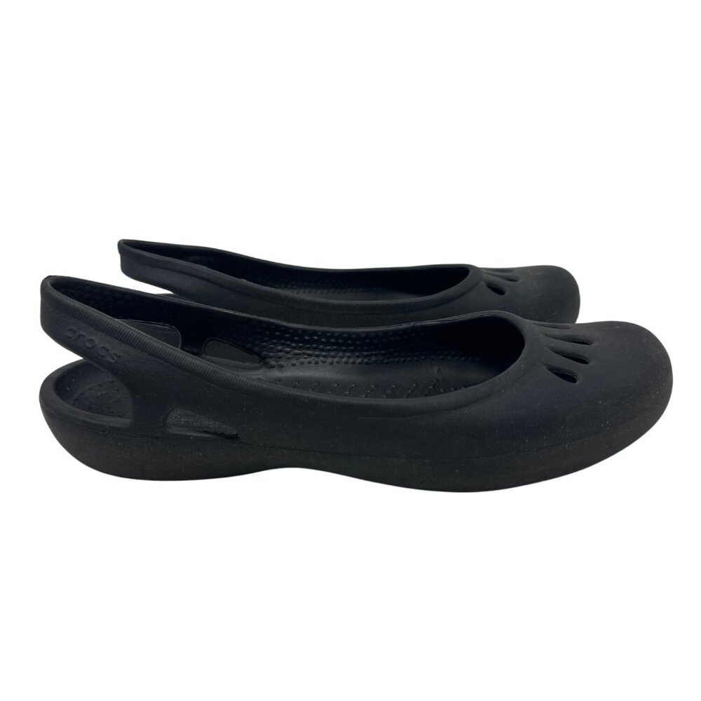 Womens Crocs Black Sloane Flats Open Toe Slingback Slip-On Shoes Size 8